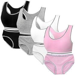 Mädchen Sport BHS Teens Racerback Unterwäsche mit Abnehmbar Gepolsterte Bralette Top Bustier für 7-12 Jahre Kinder (4er-Pack/4 Satz) von Bysion