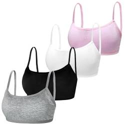 Sport BHS für Mädchen Baumwolle Tees Bustier Abnehmbares Brustpolster Unterwäsche Sportunterwäsche Softbra für 8-16 Jahre Kinder - 4er Packung/8er Packung von Bysion