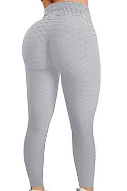 C/N Damen High Waist Leggings Blickdichte Sporthosen Fitness Lange Yogahose Frauen Fitnesshose Jogginghose RC-01(LightGray,XL) von C/N