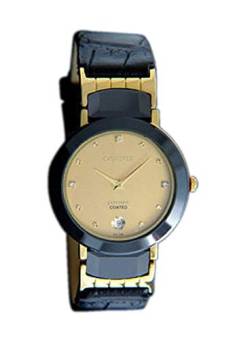 C CAVADINI Damen-Armbanduhr Analog Quarz mit Lederarmband CV-745 (gelb/Gold) von C CAVADINI