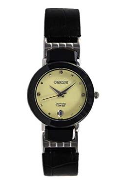 C CAVADINI Damen-Armbanduhr Analog Quarz mit Lederarmband CV-745 (gelb/Silber) von C CAVADINI