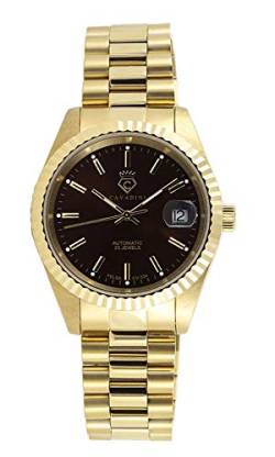 CAVADINI Leonardo Herren-Armbanduhr Automatik mit Schweizer Uhrwerk massiv Edelstahl CV-334 (braun/Gold) von C CAVADINI