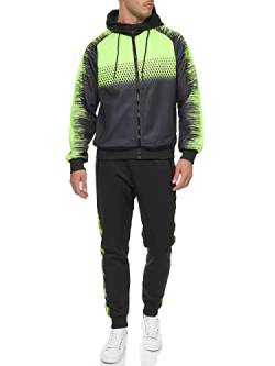 C-IN-C Herren Jogginganzug Ornament Design Barockmuster Sportanzug für Männer Trainingsanzug Laufanzug Gym Freizeitanzug Baggy Tracksuit Chill Modell 287 (A1008Schwarz-Grün, S) von C-IN-C