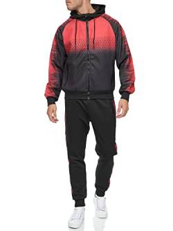 C-IN-C Herren Jogginganzug Ornament Design Barockmuster Sportanzug für Männer Trainingsanzug Laufanzug Gym Freizeitanzug Baggy Tracksuit Chill Modell 287 (A1008Schwarz-Rot, L) von C-IN-C