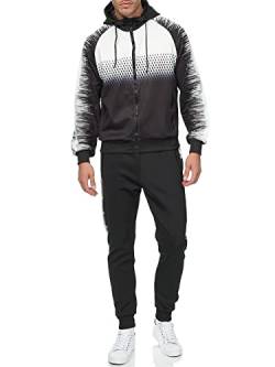 C-IN-C Herren Jogginganzug Ornament Design Barockmuster Sportanzug für Männer Trainingsanzug Laufanzug Gym Freizeitanzug Baggy Tracksuit Chill Modell 287 (A1008Schwarz-weiß, XL) von C-IN-C