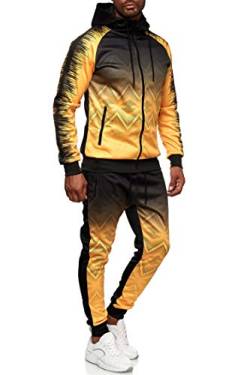 C-IN-C Herren Jogginganzug Ornament Design Barockmuster Sportanzug für Männer Trainingsanzug Laufanzug Gym Freizeitanzug Baggy Tracksuit Chill Modell 287 (Gelb, XL) von C-IN-C