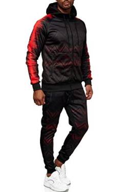 C-IN-C Herren Jogginganzug Ornament Design Barockmuster Sportanzug für Männer Trainingsanzug Laufanzug Gym Freizeitanzug Baggy Tracksuit Chill Modell 287 (Schwarz-Rot, M) von C-IN-C