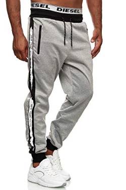 C-IN-C Herren Jogginghose Sporthose Fitness Slim Fit Hose Freizeithose Joggers Streetwear Model E1008 (Grau, L) von C-IN-C