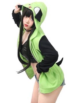 C-ZOFEK ZIM Cosplay Hoodie Damen Grün Mantel mit Ohren für Halloween Kostüm, Grün , XS von C-ZOFEK
