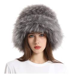 C'est TT Winter Hüte Damen Fluffy Eimer Hut Kunstpelz Flauschige Fischerhüte Weiche Kunstpelz Fischerhut Schirmmütze Bucket Hat Anglerhut Freizeithut Herren Damen Damenmütze Elegant Thermomütze von C'est TT