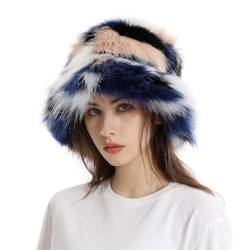 Damen Plüsch Fischerhut Wintermütze Warme Bucket Hat Fischerhut Flauschige Bucket Hat Plüsch Eimer Hut Flauschige Bucket Hat Fischerhüte Kunstpelz Winter Freizeithut Kunstpelz Fischerhut Bucket Hat von C'est TT