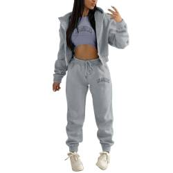 Damen Trainingsanzug Sweat Suit Sport Freizeit Oberteil Jogginghose Sportanzug Fitnessanzug Freizeitanzug Trainingsanzüge Kapuzenpullover und Hose Freizeitanzug Jogginganzug Zweiteiler für Freizeit von C'est TT