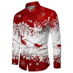 Festivalkleidhemd für Herren Weihnachten Weihnachtsmann Party Hemd Weihnachtsmann Hemd Langarm Christmas Shirt Slim Fit Kostümhemd Für Festival Party Langarmhemd von C'est TT