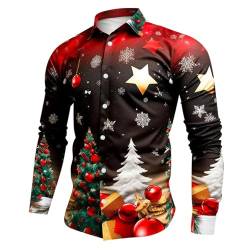 Herren Funky Weihnachts Hemd 3D Druck Weihnachtshemd Sweatshirt Hemd Herren Hemd Langarm Hemden Business Hemd mit Weihnachtsmotiv Weihnachts Shirt für Herren Langarmhemd von C'est TT