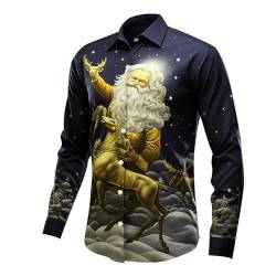 Herren Hemd, Herren Weihnachten Hemden 3D Druck Lustige Christmas Shirt Hemd Weihnachten Funky Hemd Weihnachtsmotiv Funky Christmas Shirt Hawaiihemd für Männer Herren von C'est TT