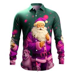 Herren Hemd, Langarmhemd Herren Weihnachten Muster 3D Bedruckte Weihnachtshemd Langarmhemd Langarmshirt Slim Fit Lustige Hemden für Festival Party Freizeitkleidung von C'est TT