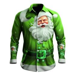 Herren Hemd Weihnachten Herren Weihnachten Weihnachtsmann Party Hemd Weihnachtsmann Hemd Langarm Slim Fit Shirt mit Weihnachtsmotiv Weihnachts Shirt für Herren Langarmhemd von C'est TT