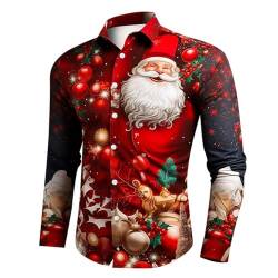 Herren Lustige Gedruckte Weihnachtshemden 3D Druck Weihnachtshemd Sweatshirt Hemd Langarm Button Up Freizeithemd Businesshemden Weihnachts Shirt für Herren Langarmhemd von C'est TT