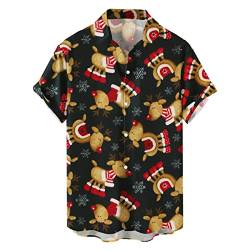 Herren Weihnachten Hemden 3D Druck Xmas Freizeithemd Weihnachten Shirt Kurzarmshirts Weihnachts Hemden Xmas Kostümhemd Businesshemden Hawaiihemd für Männer Herren von C'est TT