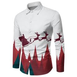 Herren Weihnachtshemd Langarm Weihnachten Muster 3D Bedruckte Weihnachtshemd Weihnachten Funky Hemd Christmas Shirt Slim Fit für Festival Party Freizeitkleidung von C'est TT