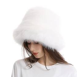 Kunstpelz Hut Winter Damen Winter Eimerhüte Warm Weich Winterhut Flauschige Eimer Hut Bucket Hat Schirmmütze Fischerhüte Kunstfell Damenmütze Herrenhut Freizeithut Damenhut für Frauen Teenager von C'est TT