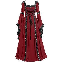 Prinzessin Festliches Damen: Damen Mittelalter Kleid mit Trompetenärmel Renaissance Kleid Abendkleid Partykleid Halloween Party Prinzessin Kostüm Kostüm-Outfits Ballkleider von C'est TT