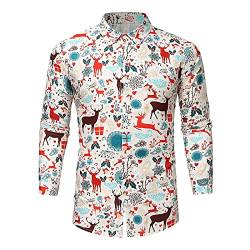 Weihnachten Freizeithemd Herren 3D Druck Freizeithemd Herren Weihnachtshemd Langärm Hemden Weihnachten Slim Fit Lustige Hemden Hawaiihemd für Männer Herren Langarmhemd von C'est TT