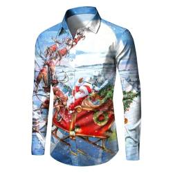 Weihnachthemden Herrenhemd 3D Druck Lustige Christmas Shirt Hemd Weihnachten Sweatshirt Shirt Hemden Weihnachtsmotiv Funky Christmas Shirt für Festival Party Freizeitkleidung von C'est TT