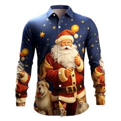 Weihnachtshemd für Männer Herren 3D Druck Hemd Weihnachten Freizeithemd Langärm Hemden Weihnachten Freizeithemd Businesshemden Kostümhemd Für Festival Party Langarmhemd von C'est TT