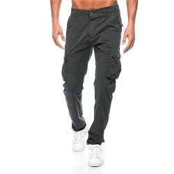 C-iN-C Herren Cargohose Slim Fit Einfarbige Hose Männer Causal Sporthose Elastische Freizeithose mit 6 Tasche CA-02 (DE/NL/SE/PL, Bundweite, 32, Regular, Regular, Grau(3011)) von C-iN-C