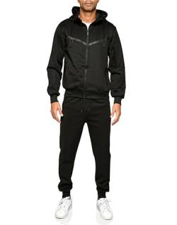 C-iN-C Herren Jogginganzug Ornament Design Barockmuster Sportanzug für Männer Trainingsanzug Laufanzug Modell11238 (DE/NL/SE/PL, Alphanumerisch, L, Regular, Regular, Schwarz) von C-iN-C