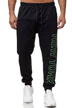 C-iN-C Herren Jogginghose Sporthose Trainingshose Sports Hose Fitness Modell 1421 (Schwarz-Grün(1248), XL) von C-iN-C