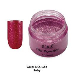 C & I Dip Powder Tauchen Pulver, Farbe # 65 Rubin, Gelnägel Effekt, Pulver für Nagellack, Perle Glanz Farbsystem, 1 oz / 28 g von C & I
