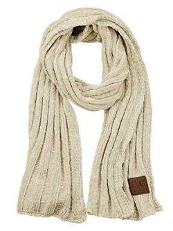 C.C Großer und langer Strickschal für Damen, weiche und warme Rippen Chenille, Beige von C.C