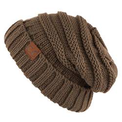 C.C Hatsandscarf Exclusives Unisex Beanie Oversized Slouchy Cable Knit Beanie (HAT-100) (NewOlive Solid) von C.C