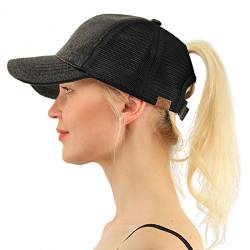 C.C Ponytail Messy Buns Trucker Ponycaps Plain Baseball Visor Cap Dad Hat Glitter Black,One Size von C.C