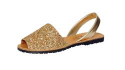 C.Ortuño Avarcas Damen Echt Leder Sommer Sandalen Glitzer Espandrillos Menorquinas Menorca Sandalette (Gold, EU Schuhgrößensystem, Erwachsene, Damen, Numerisch, M, 38) von C.Ortuño