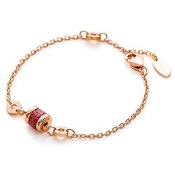 C.Paravano Armband Damen Rosegold Verstellbar mit Roter Edelstein | Gold Armkette Schmuck Geschenk von C.Paravano