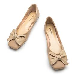 C.Paravano Ballerinas Damen | Damen Flats | Damen Flats Leder Schuhe | Ballerinas Damen Leder | Ballerinas Damen Elegant | Ballerinas mit Fliege (Beige,40) von C.Paravano