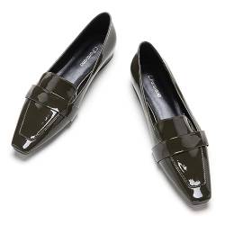 C.Paravano Damen Slipper Frauen | Plattform Flats Loafers| Loafers für Frauen Slip On | Grün Spitze Zehe Loafers Damen | Casual Fashion Flats | Arbeit Schuhe(37,Grün) von C.Paravano