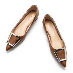 C.Paravano Flache Schuhe für Damen | Spitze Flache Schuhe | Damen Elegant Flache Schuhe (38,Braun) von C.Paravano