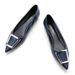 C.Paravano Flache Schuhe für Damen | Spitze Flache Schuhe | Damen Elegant Flache Schuhe (41,Marineblau) von C.Paravano