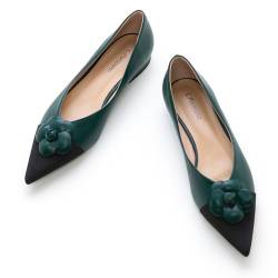 C.Paravano Flache Schuhe für Damen | Frauen Tweed Ballettschuhe | Spitze Flache Schuhe (37,Grün) von C.Paravano