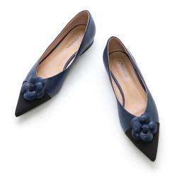 C.Paravano Flache Schuhe für Damen | Frauen Tweed Ballettschuhe | Spitze Flache Schuhe (38,Marineblau) von C.Paravano
