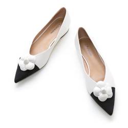 C.Paravano Flache Schuhe für Damen | Frauen Tweed Ballettschuhe | Spitze Flache Schuhe (38,Weiß) von C.Paravano