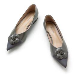 C.Paravano Flache Schuhe für Damen | Frauen Tweed Ballettschuhe | Spitze Flache Schuhe (39,Grau) von C.Paravano