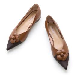 C.Paravano Flache Schuhe für Damen | Frauen Tweed Ballettschuhe | Spitze Flache Schuhe (42,Braun) von C.Paravano