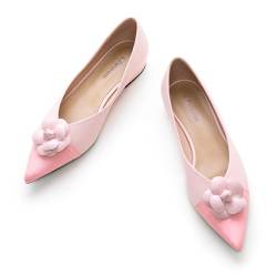 C.Paravano Flache Schuhe für Damen | Frauen Tweed Ballettschuhe | Spitze Flache Schuhe (42,Rosa) von C.Paravano