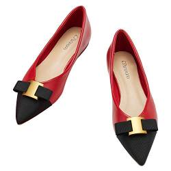 C.Paravano Frauen Flache Schuhe | Spitze Fliege Elegantes Ballettschuhe | Schuhe Damen | Spitze Flache Schuhe (36,Rot) von C.Paravano