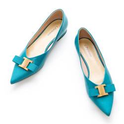 C.Paravano Frauen Flache Schuhe | Spitze Fliege Elegantes Ballettschuhe | Schuhe Damen | Spitze Flache Schuhe (37,Pfauenblau) von C.Paravano